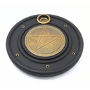 Brûleur d'encens en bois de manguier avec pentagramme en laiton 10 cm