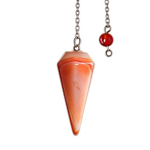Pendule conique Cornaline 3,5 cm avec chaîne de 20 cm