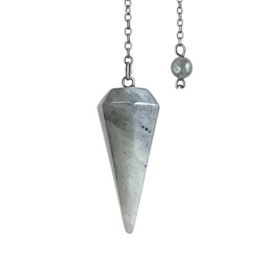 Pendule conique en labradorite 3,5 cm avec chaîne de 20 cm