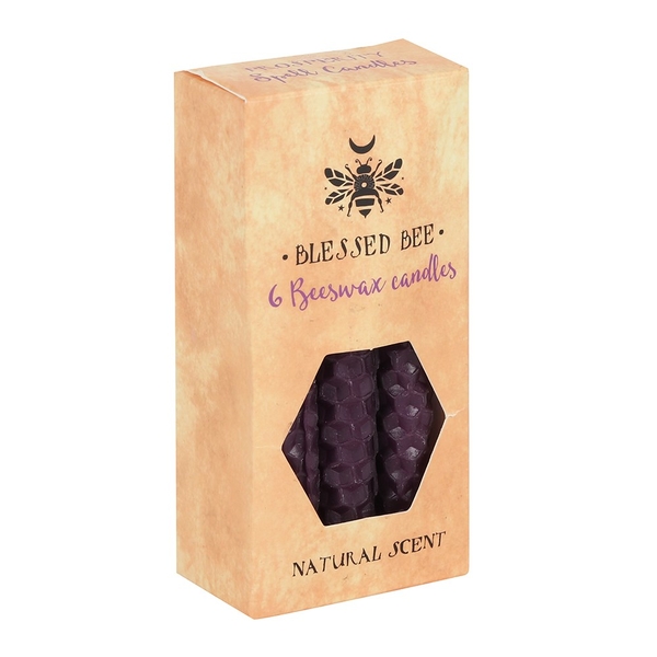 Lot de 6 bougies de cire d'abeille 'Purple' pour rituels