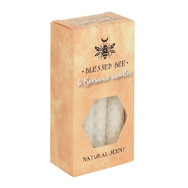 Lot de 6 bougies blanches en cire d'abeille pour sortilèges