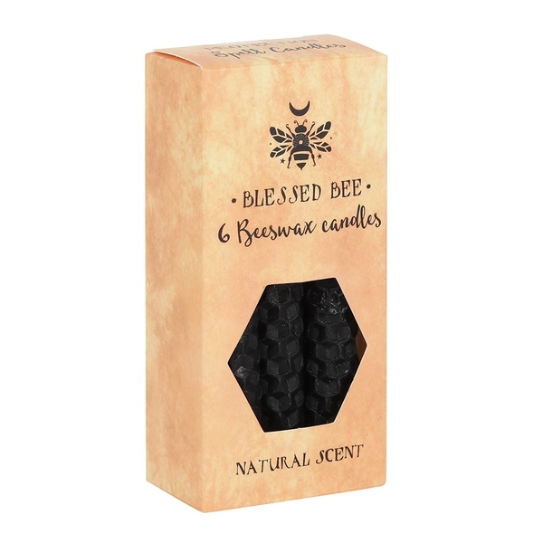 Lot de 6 bougies noires en cire d’abeille pour sortilèges
