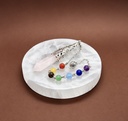 Pendule longue pointe Quartz rose (chaine en 7 chakras)