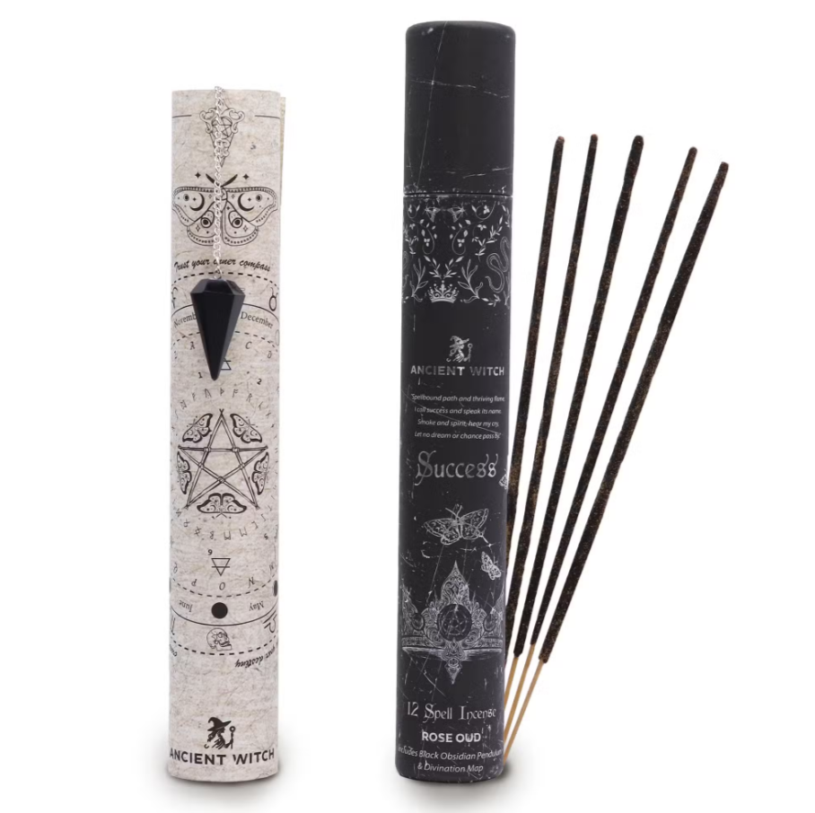 Tube Encens sortilège Ancient Witch – Succès – Pendule Obsidienne Noire