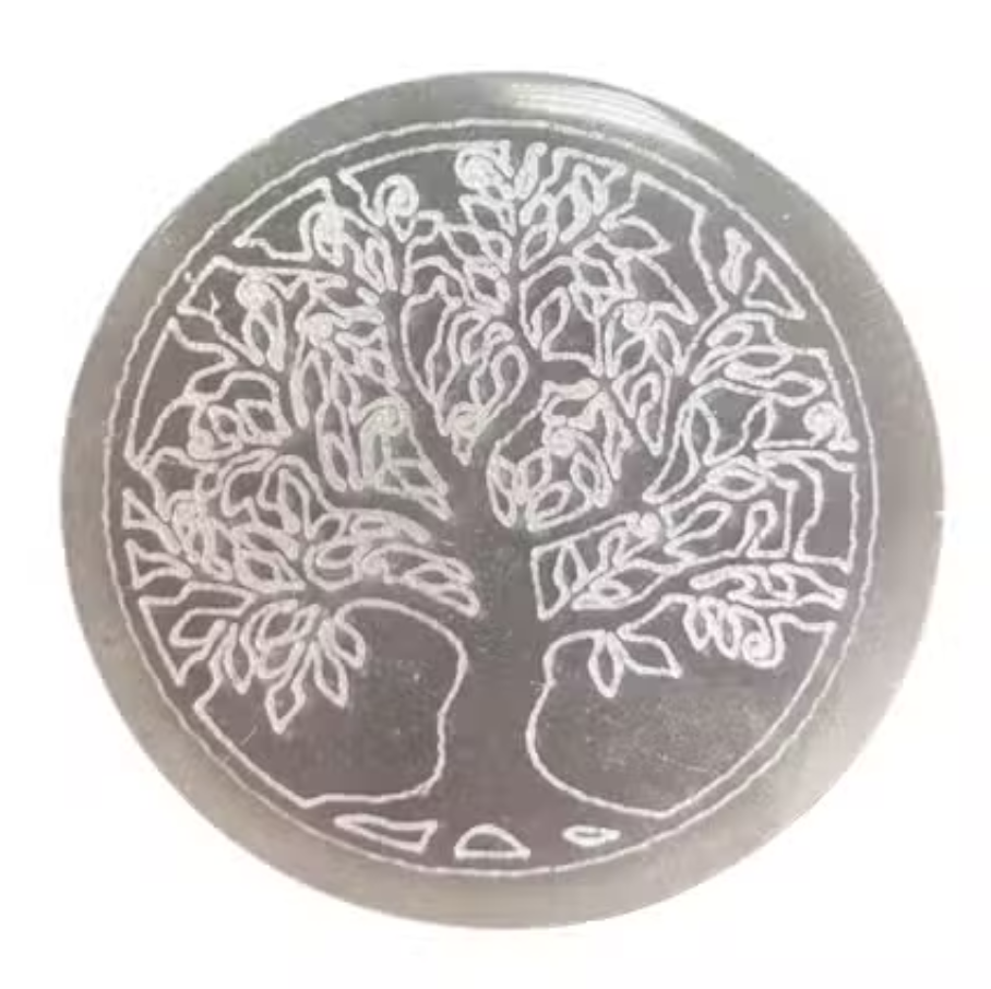 Petite Plaque de Sélénite 8cm - Arbre de Vie