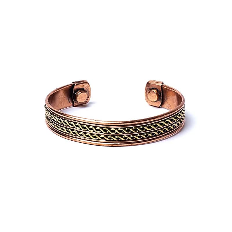 Bracelet cuivre double hélice magnétique