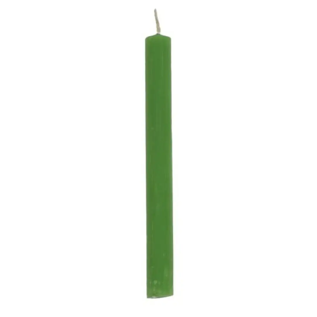 Bougie rituelle verte 15 x 1,5 cm   ( 1 pièce)