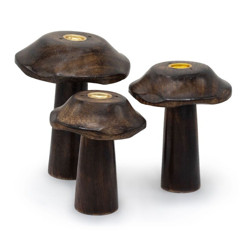 Mushroom Incense Cone Holders - Set of 3 (13cm, 12cm, 11cm)