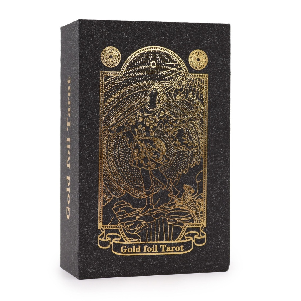 Tarot Doré avec Feuilles d'Or et Livre – Coffret