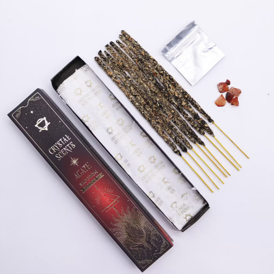 Encens & Cristaux Agate Rouge - Coffret Safran